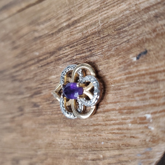 14k Gold Eternity Amythest P271 Pendant - Picture 2 of 3